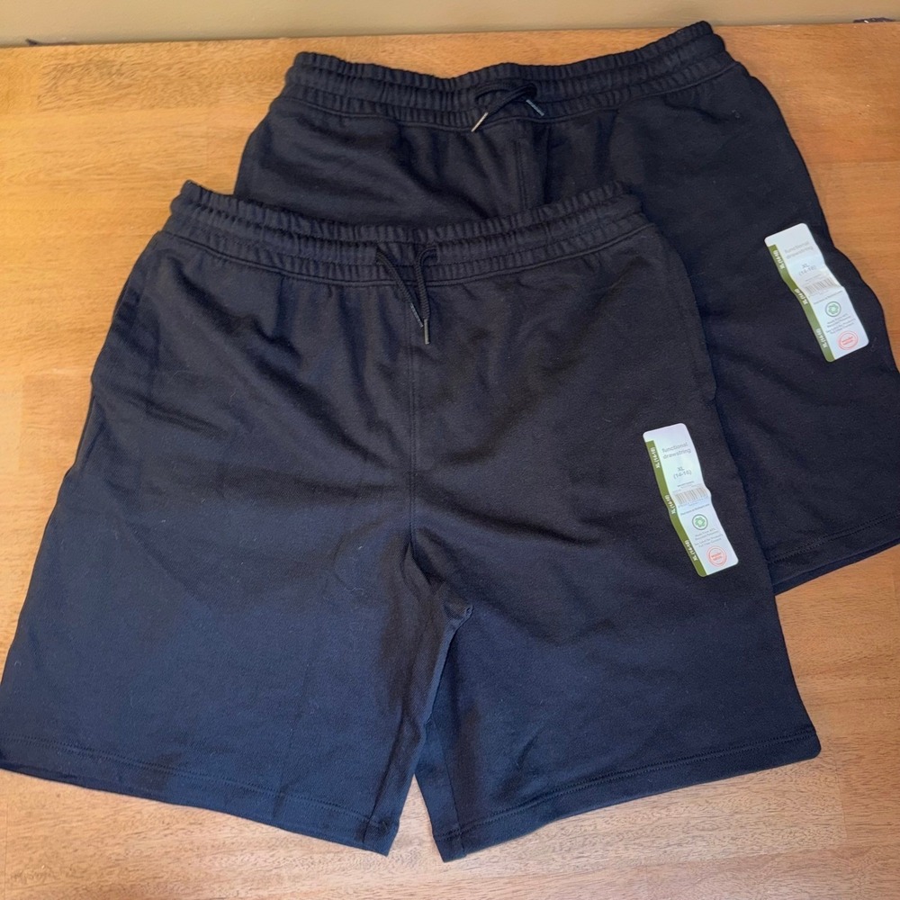 Wonder Nation Boys Knit Shorts 2 Pack Black Soot Size XL 14-16 Drawstring New